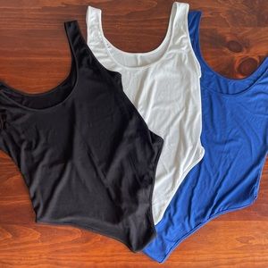 Shein Curve 1X Bodysuit Bundle - Blue, Black & White